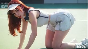 An 18-year-old redheaded tennis player from Korea was fucked by a football team!! [AI]