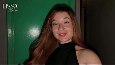Horny redhead gets cum on her face at a glory hole with a stranger.