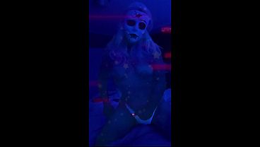 Hot Girl in White Halloween Dress Riding Dildo & Playing With Her Pussy part 2