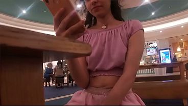 Naked at the mall with cum on her face!!!