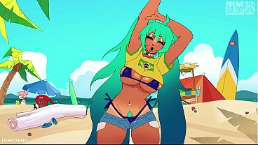 Hatsune Miku Brasileira masturbando uma pessoa usando os peitos