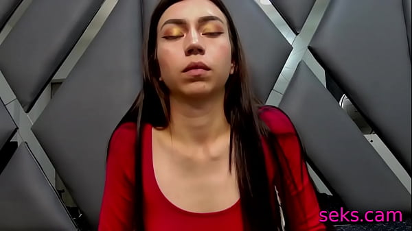 sexy brunette with slim long legs shows her perfect shaved pussy on webcam